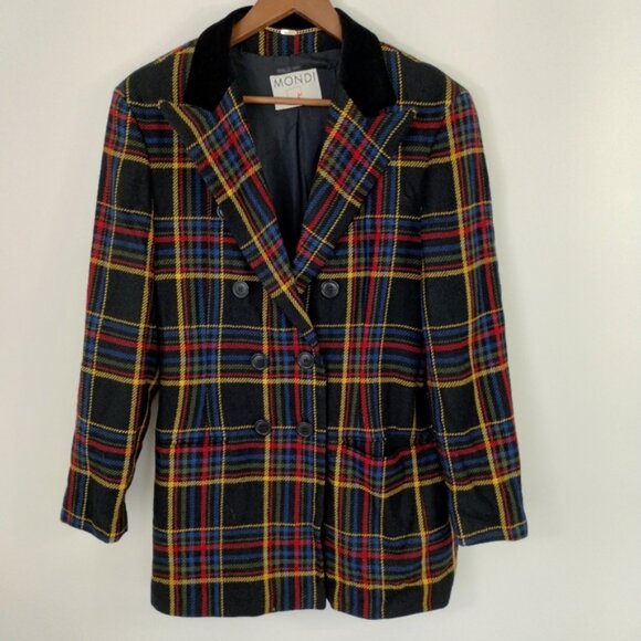 Vintage Mondi Plaid Blazer Jacket 80’s Retro Germany Women’s Sz 42 - Picture 1 of 11